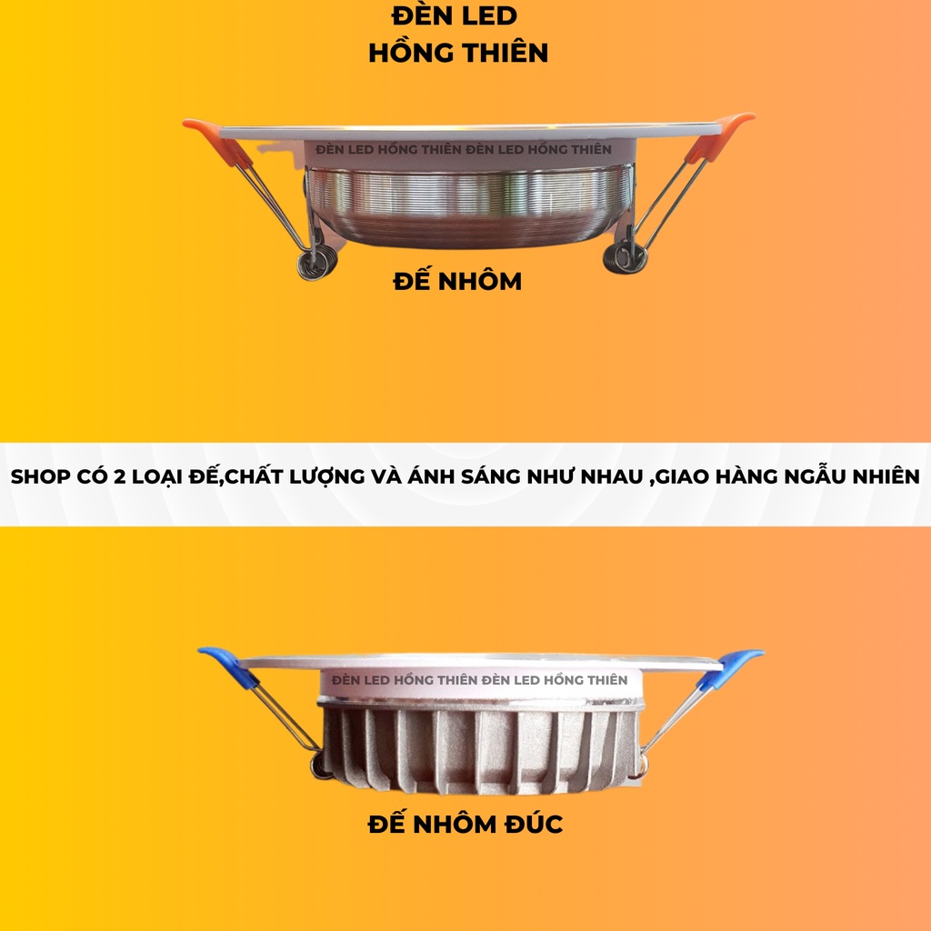 Đèn led âm trần 7w 9w viền vàng, 3 chế độ
