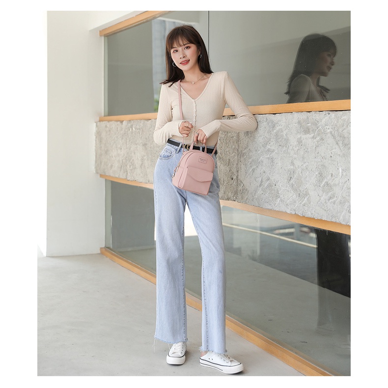 Balo nữ balo mini da trơn hai ngăn bốn màu thời trang Hàn Quốc LK146