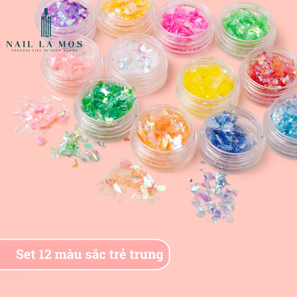 Set 12 hũ xà cừ giấy đắp gel ẩn phong cách Hàn Nhật