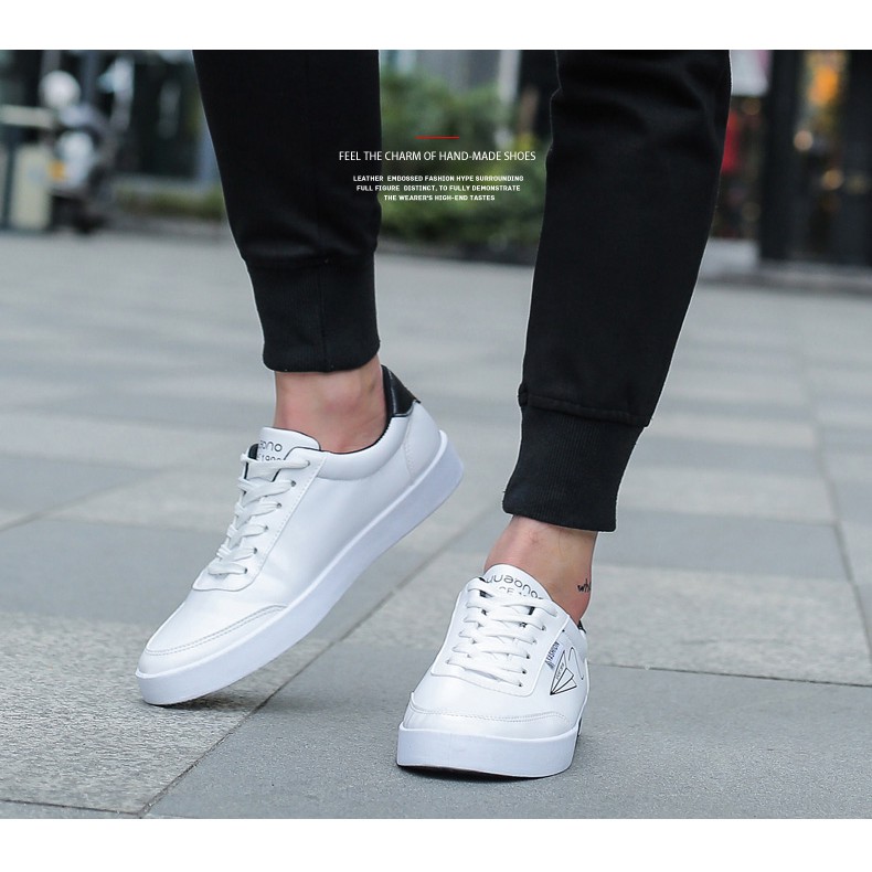 Giày nam thể thao sneaker màu trắng cổ cao cho học sinh phong cách Hàn Quốc TAKUTA mã CCD