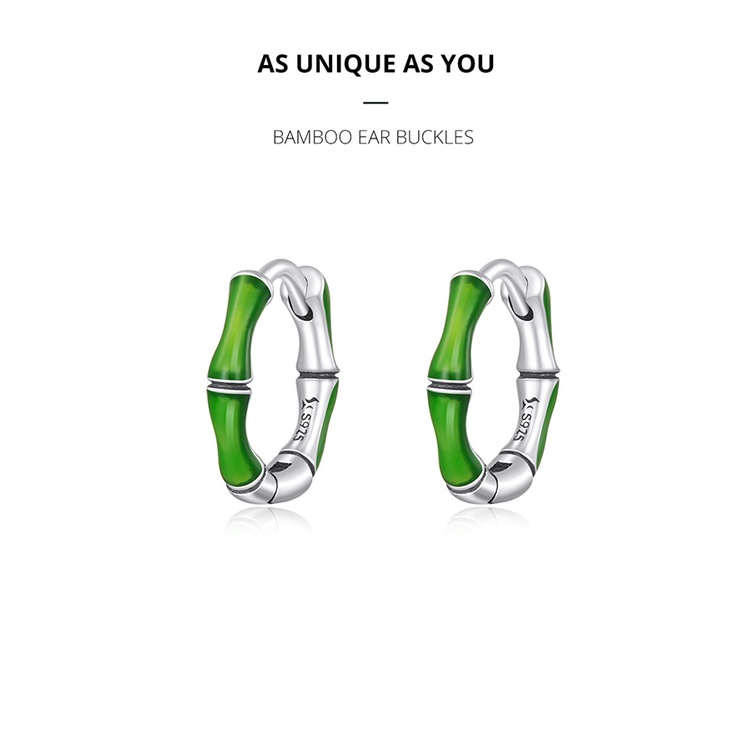 Bông tai BAMOER SCE1350 bằng bạc 925 hình dáng đốt tre thời trang cho nữ