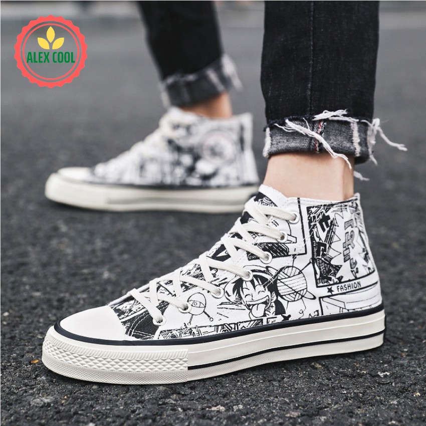 [ Free Ship ] Giày nam giày cao cổ thấp cổ thể thao kiểu hình Luffy