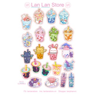IN THEO YÊU CẦU Sticker giấy A4 [có keo sẵn ] dạng lì , trong suốt , chống nước trang trí bullet journal, ly, laptop, tủ