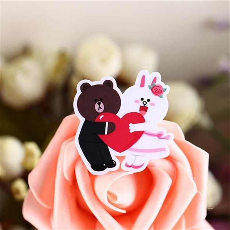 ❀ Sticker Dán Trang Trí Q-2 Hình Thỏ Và Gấu Brown ❀ Bộ 36 Miếng Dán Trang Trí Thủ Công Xinh Xắn