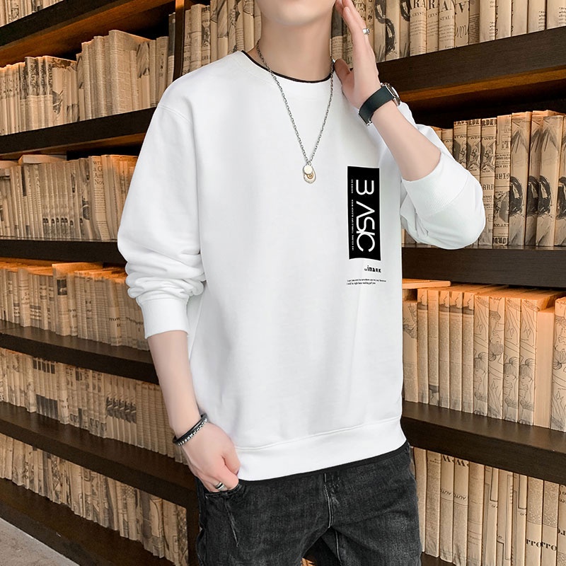 Áo Sweater Tay Dài Dáng Rộng Cổ Tròn In Họa Tiết Cá Tính Cho Nam