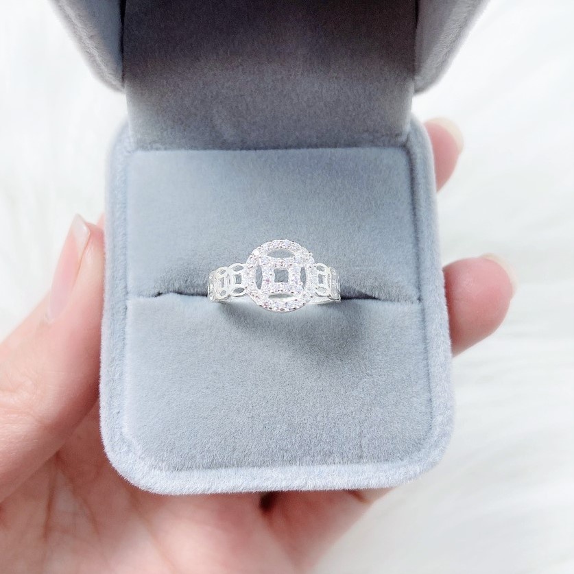 Nhẫn kim tiền bạc ta đính đá mang lại may mắn tài lộc cho chủ nhân - Trang sức bạc Evasilver