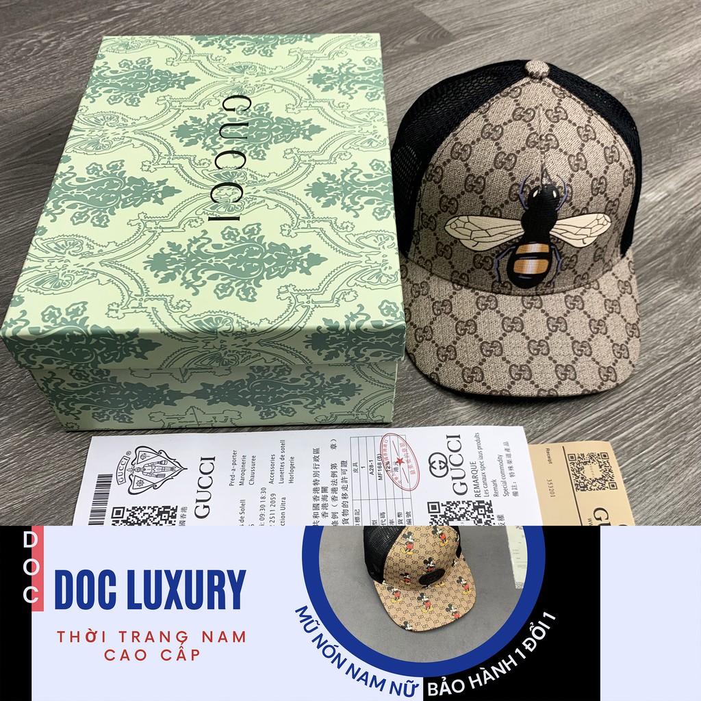 Mũ gucci nam, nón lưỡi trai hình con ong vàng chất liệu da cao cấp kiểu dáng phong cách GC-ONG