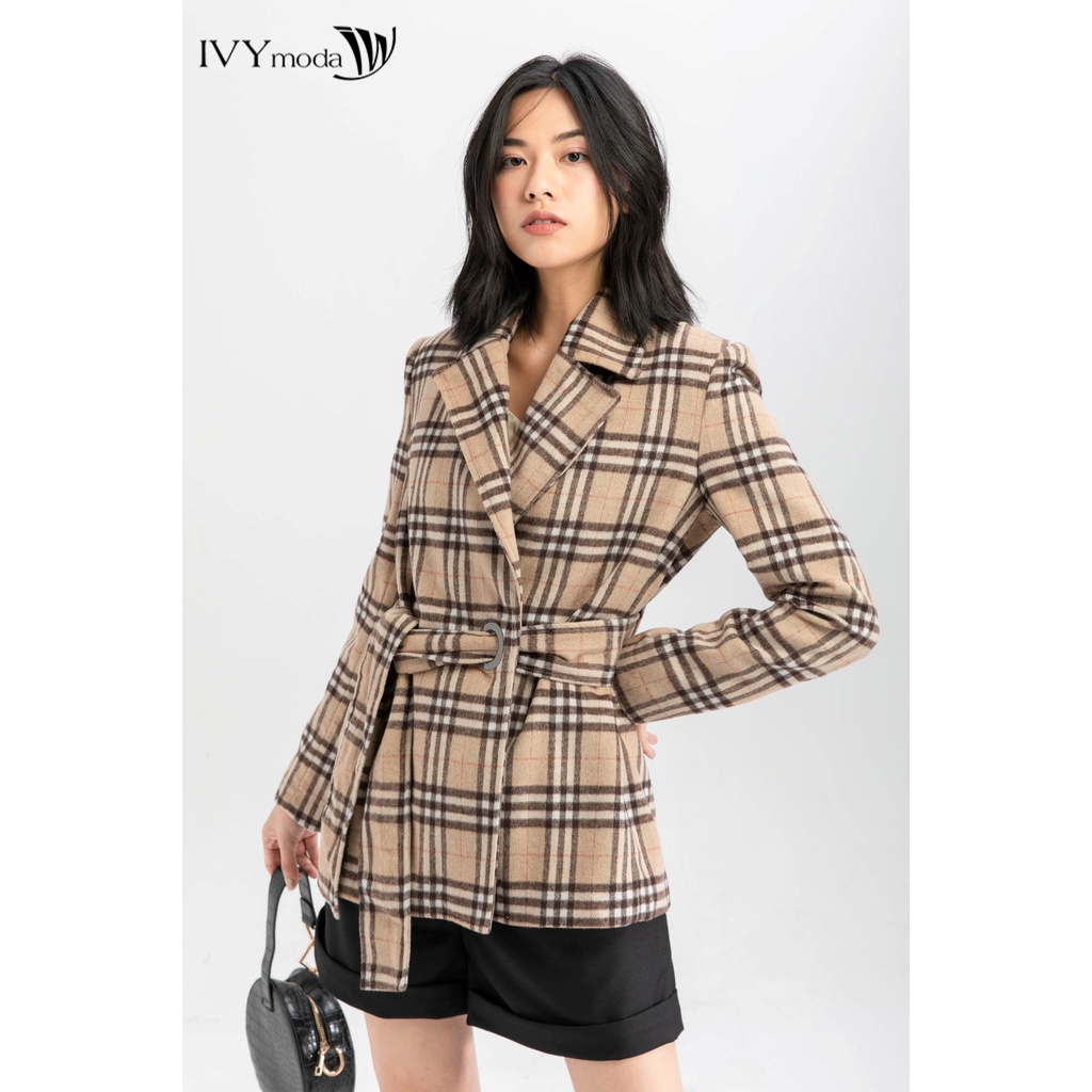 [NHẬP WABRTL5 GIẢM 10% TỐI ĐA 50K ĐH 250K ]Áo khoác nữ kẻ dạ xù IVY moda MS 70M5040