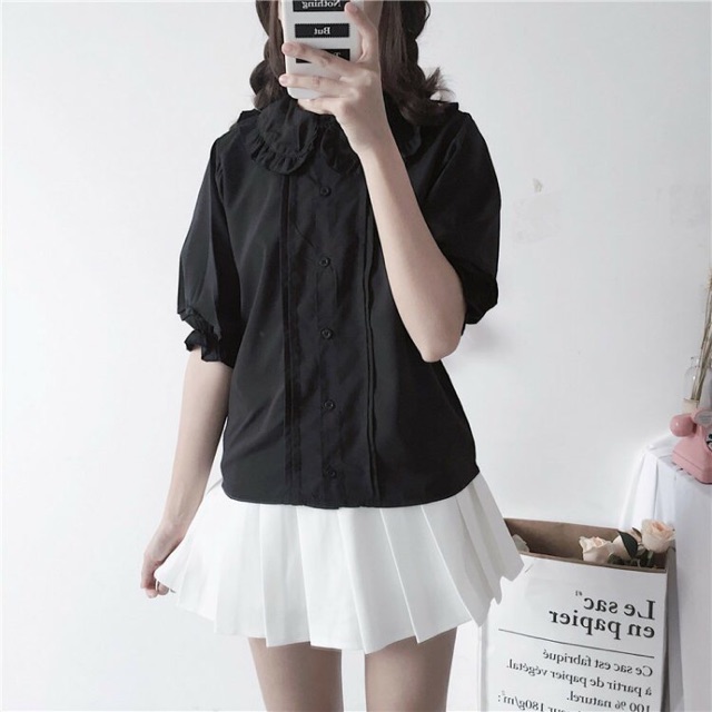 [có sẵn] Áo sơmi blouse JK Lolita tay bồng cổ sen