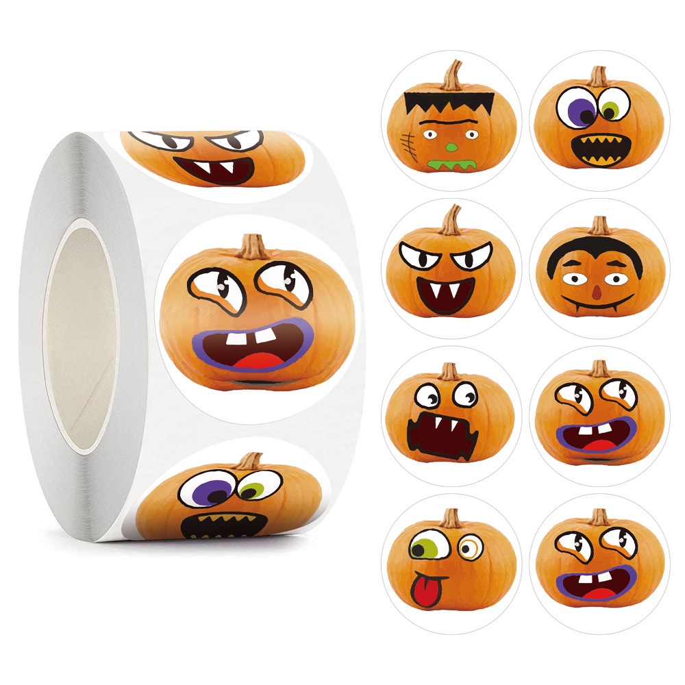 500 Chiếc 1 Inch Tròn Halloween Đảng Dán Bí Ngô Halloween Miếng Dán Bí Ngô Bí Ngô Cho Tiệc Halloween