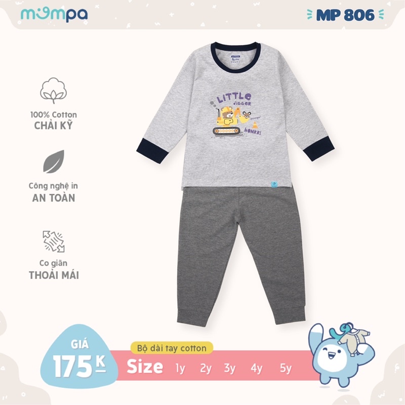 Bộ QA Dài Tay in hình Cotton Mompa