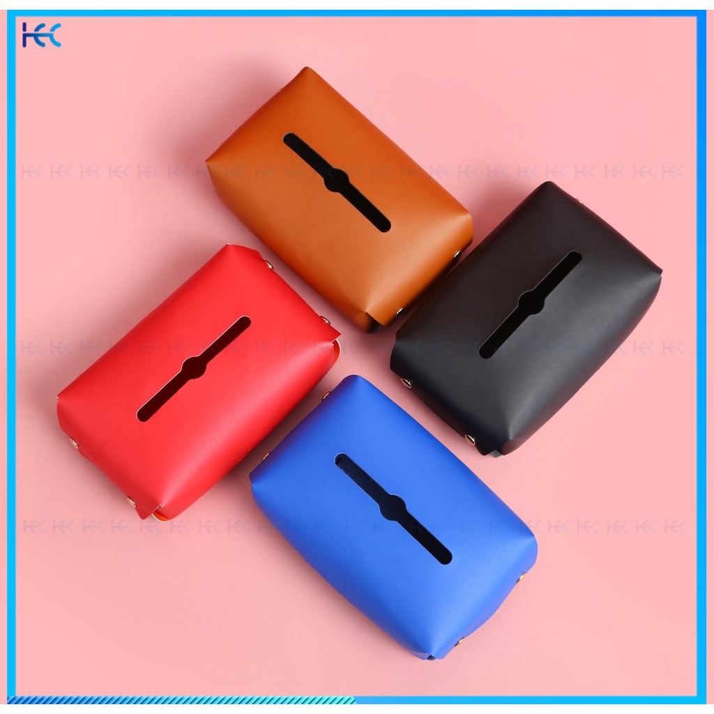 1 Hộp Đựng Khăn Giấy Bằng Da PU Cho Xe Hơi