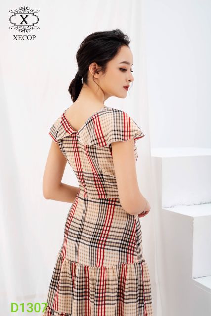 Đầm còe caro Xecop D1307