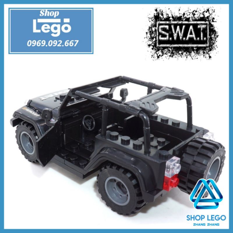 [52 hình] Xếp hình xe Zeep Quân sự SUV SWAT dùng cho lực lượng phản ứng nhanh Lego Minifigures Tbstoys Tbs J772