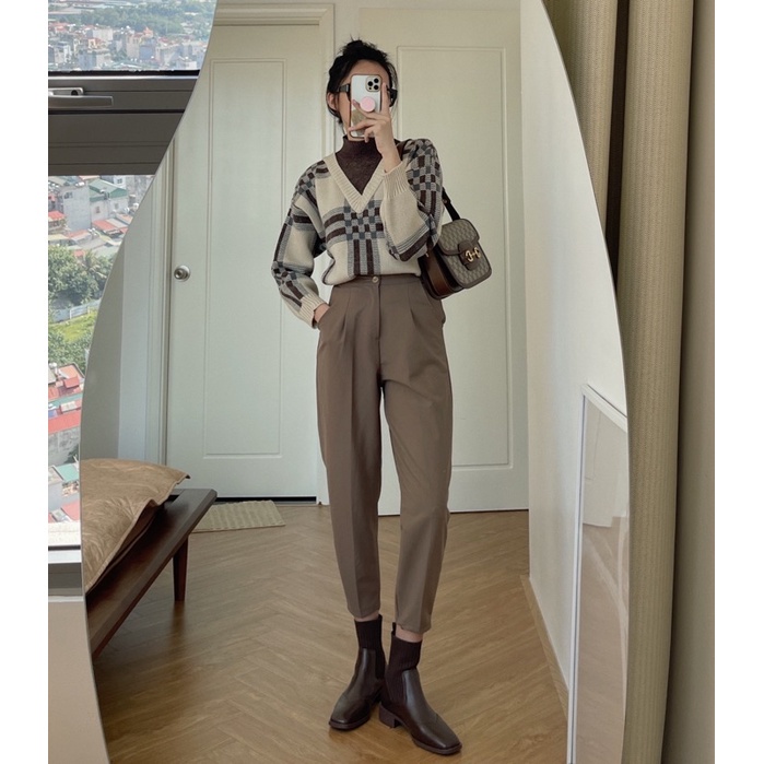 Quần baggy vải hai cúc nữ LYRA, chất tuyết Hàn cao cấp cạp cao bản to xinh xắn-VSYQD0108