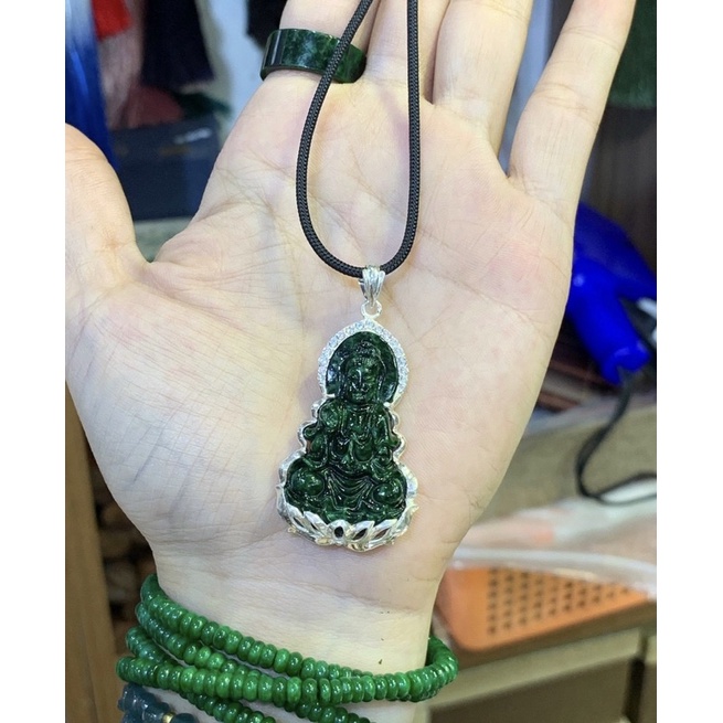 Mặt dây chuyền bạc phật mẹ quan âm các loại đá hàng thiên nhiên