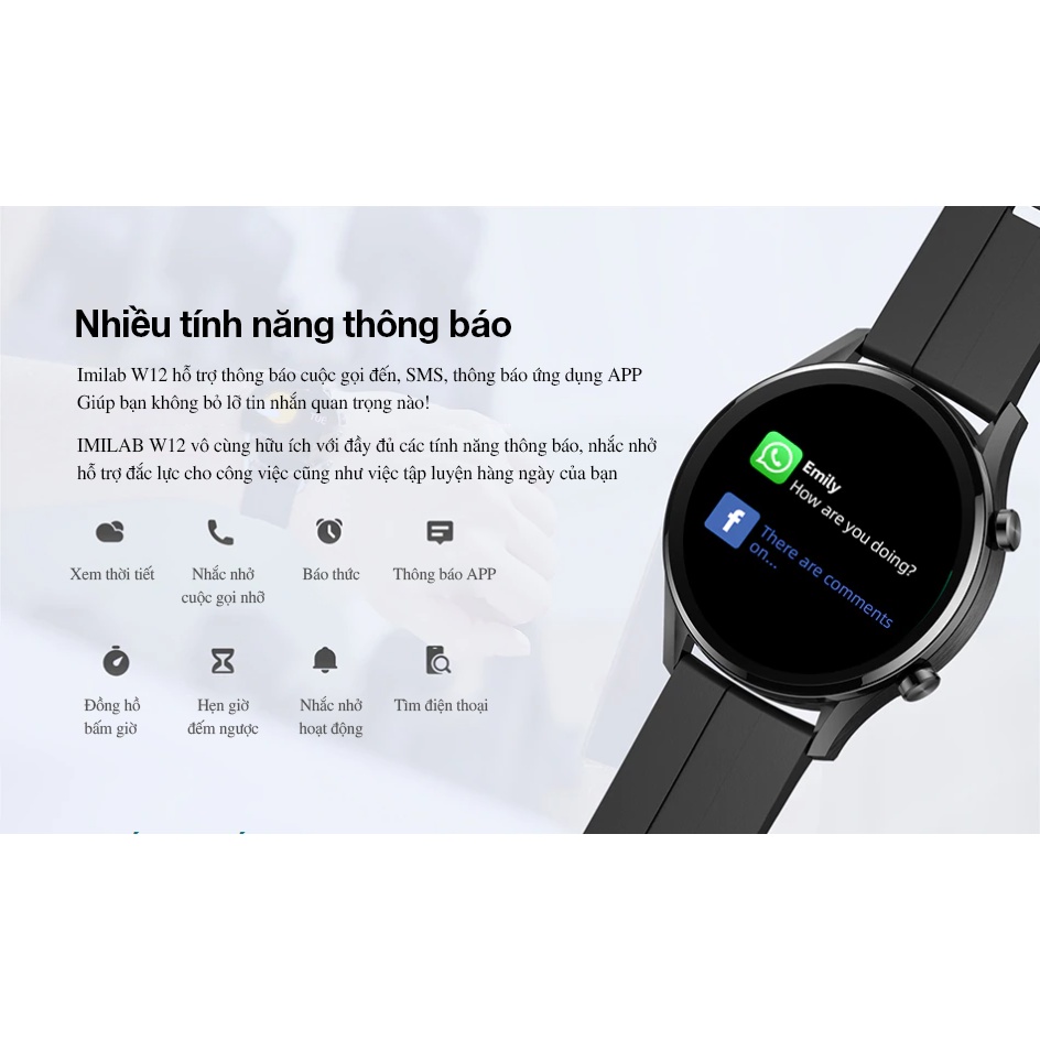 Imilab W12 Smart Watch IMISW12 - Đồng hồ thông minh Imilab W12 Bản Quốc Tế