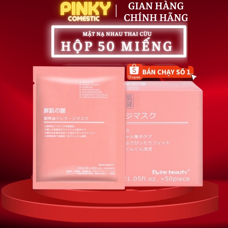 Mặt nạ nhau thai cừu cuống rốn tế bào gốc Nhật Bản Rwine Beauty dưỡng da, cung cấp độ ẩm, tái tạo collagen HỘP 50 MIẾNG