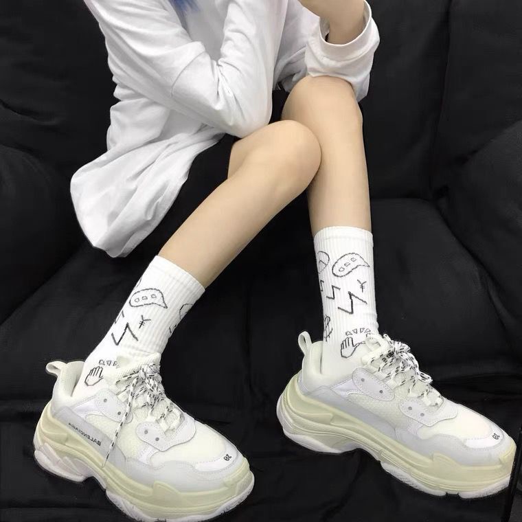 Vớ cotton Cổ Cao In Họa Tiết Hoạt Hình Phong Cách Hàn Quốc Dễ Thương Cho Nam Và Nữ JP1