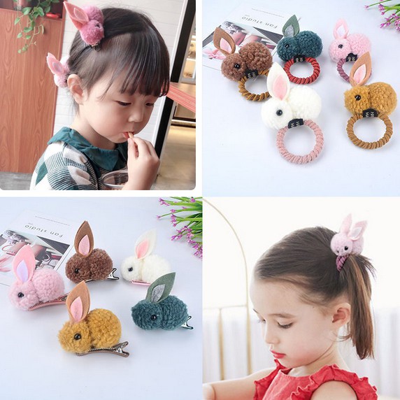 1 Dây Cột Tóc Co Giãn Hình Thỏ Dễ Thương