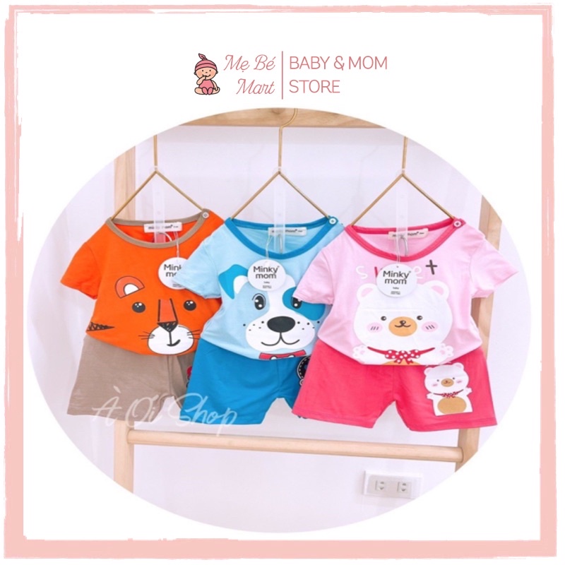 Bộ Cộc Tay Thun Lạnh Minky Mom Hoạ Tiết Động Vật Đáng Yêu Cho Bé Trai/ Bé Gái