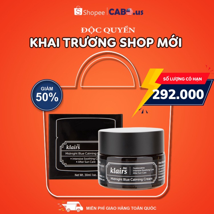 Kem Dưỡng Klairs Midnight CABOUS022 Kem Dưỡng Ẩm Klairs Blue Calming Cream 30ml Phục Hồi Tổn Thương Da