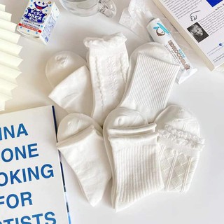 Sẵn Set 10 đôi tất trắng cổ điển