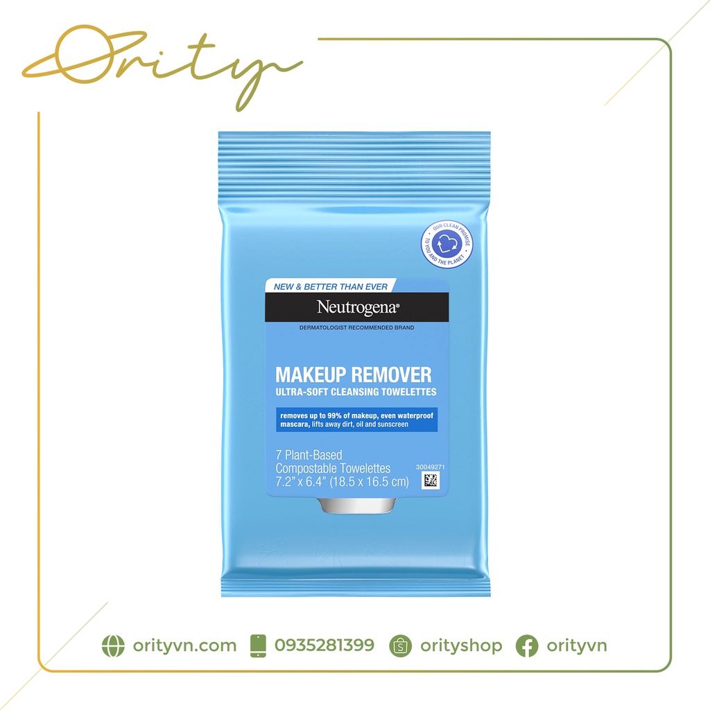 Khăn giấy tẩy trang Neutrogena Makeup Remover Ultrasoft Cleansing Towelettes - 25 tờ