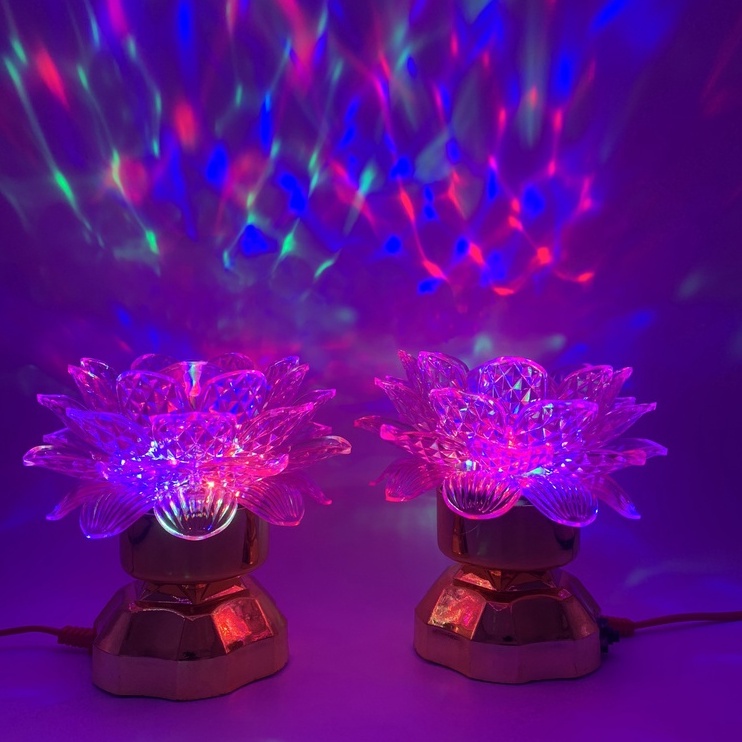 ĐÈN XOAY1 HOA SEN SIÊU SÁNG 2 CHẾ ĐỘ XOAY VÀ TĨNH SÁNG ĐẸP THỜ QUAN ÂM, ĐÀI HOA SEN