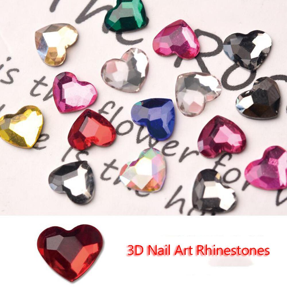 JARRED Đá 3D Lấp Lánh Trái Tim Trang Trí Móng Tay Nghệ Thuật