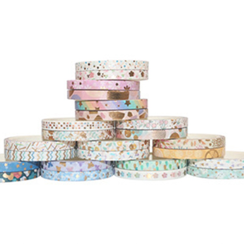 Bộ 24 Cuộn Băng Keo Dán Trang Trí Sổ Tay / Nhật Ký Bằng Lá Vàng