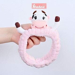 Băng đô trang điểm, băng đô rửa mặt bò sữa kute vải bông mềm mịn
