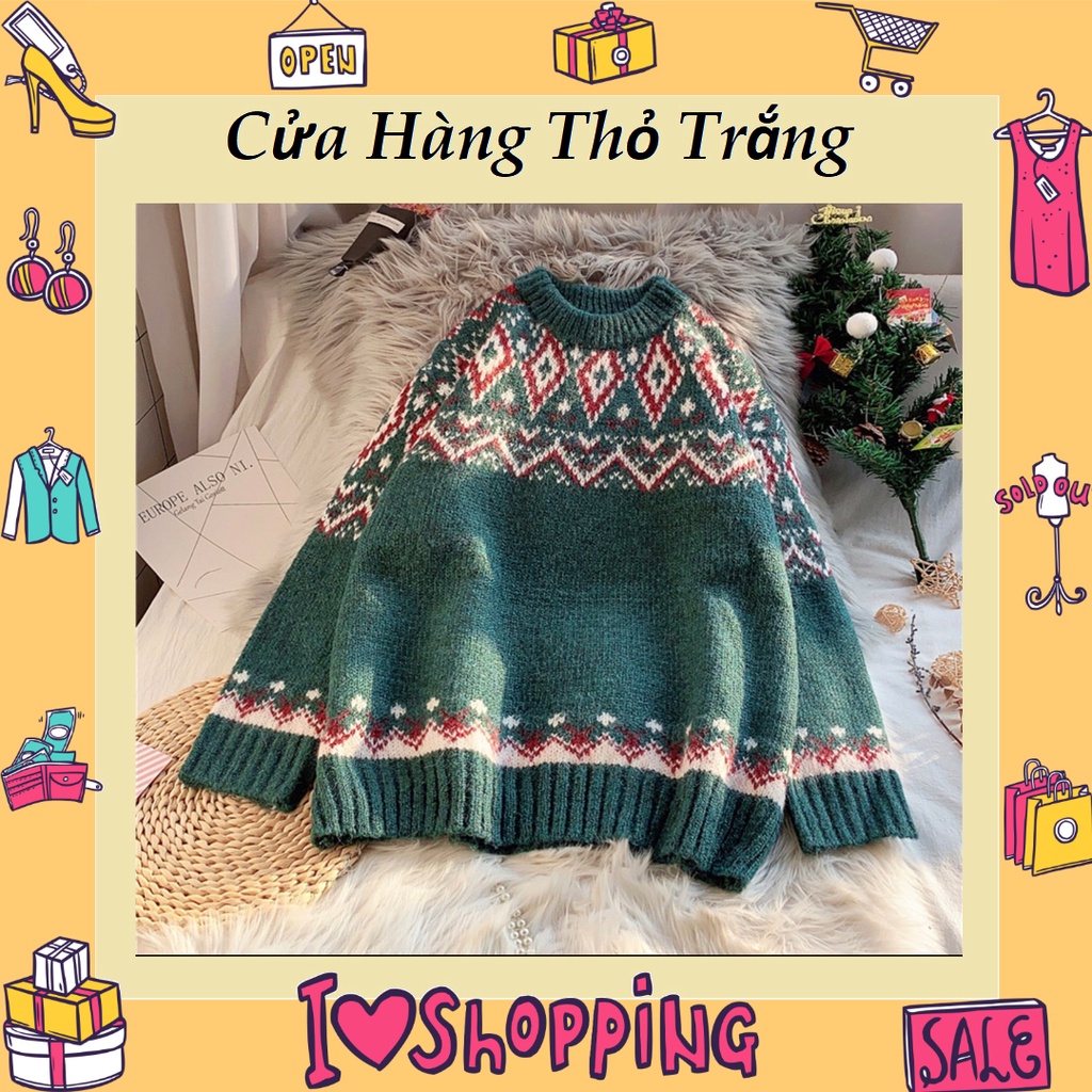 áo len giáng sinh, áo len thổ cẩm ba màu siêu xinh dành cho nữ