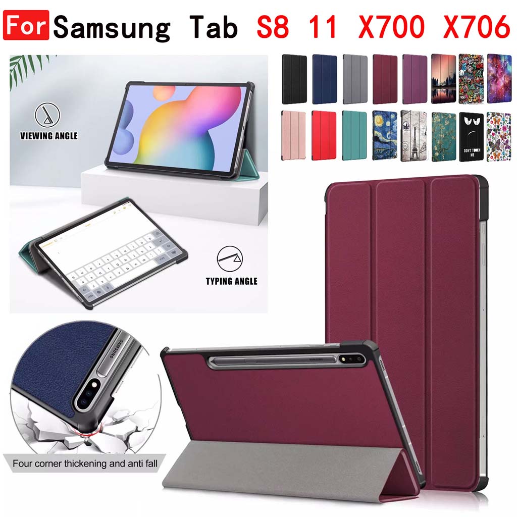 Bao Da Máy Tính Bảng PU Mềm Có Thể Gấp Gọn Và Ngăn Đựng Bút Cho Samsung Galaxy Tab S8 11 inch SM-X700 SM-X706
