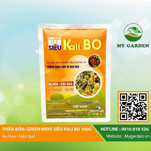 Phân bón vi lượng ra hoa đậu quả Green Ways Kali Bo, dạng bột, gói 40gr, cho cây trồng - Hàng chính hãng