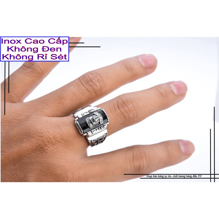 Nhẫn nam inox đẹp mặt sư tử trắng không gỉ sét sang trọng thời thượng