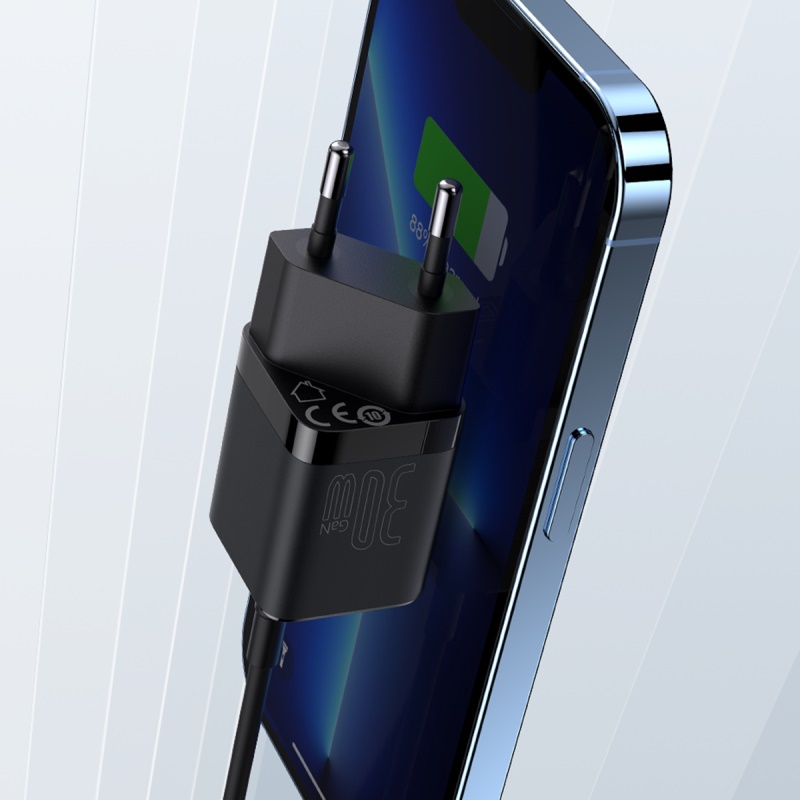 Cốc Sạc Nhanh Baseus Gan3 PD 30W USB Type C 1 Cổng 3.0 Cho iPhone 13