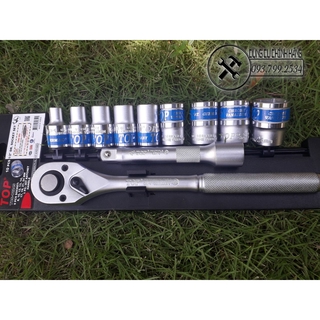 (CHÍNH HÃNG TOP) Bộ Tuýp 10 Chi Tiết 1/2" , Cần siết hai chiều, Cần lắc léo, Cần trượt+ tuýp nối 5" TOP GERMANY