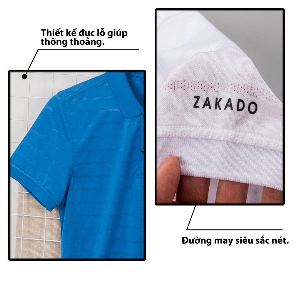 Áo Thun Nam Có Cổ ZAKADO (4 màu) Tay Ngắn, Vân Lỗ Thông Hơi, Không Nhăn | BigBuy360 - bigbuy360.vn