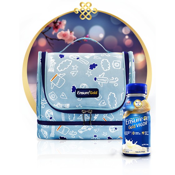 Túi đựng đồ cá nhân mỹ phẩm nước hoa có móc treo hộp 2 tầng Ensure Gold travel
