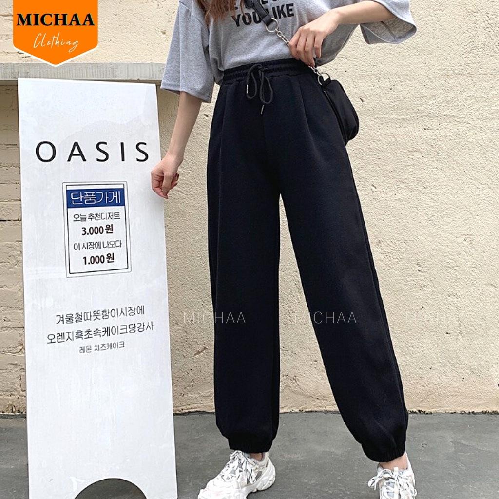 Quần Nỉ JOGGER TRƠN Nữ Basic, Quần Nỉ Da Cá Ống Boom Unisex 2 Màu Siêu Hot MICHAA