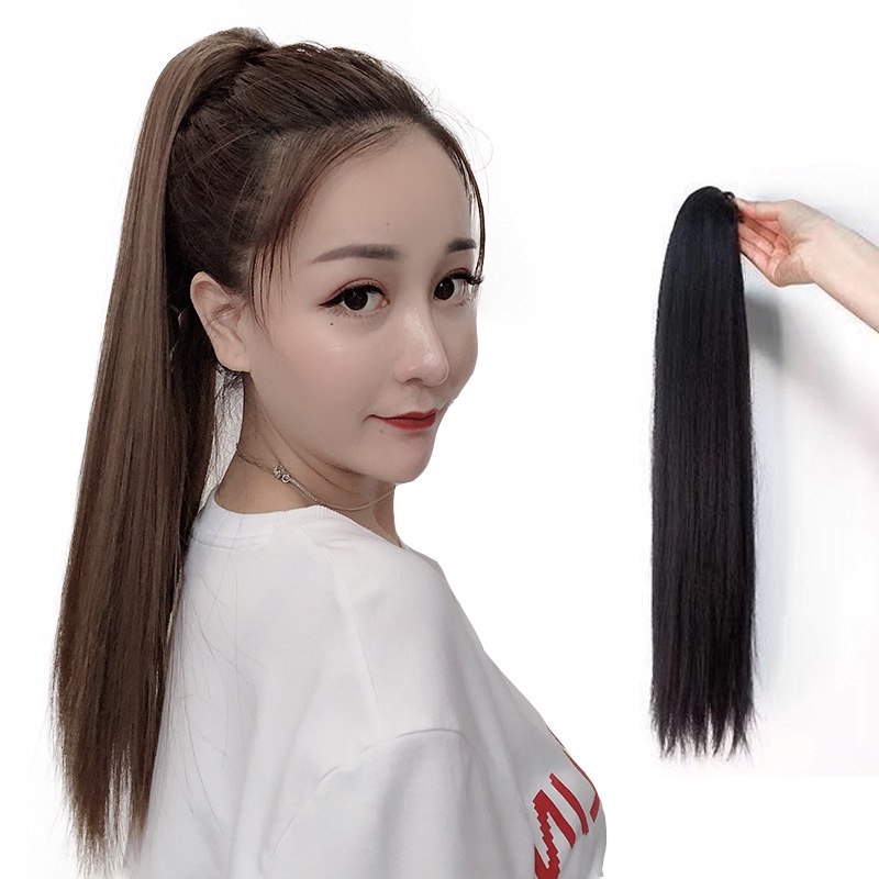 Wig Women's Straight Ponytail Upgraded Small Grab Clip Ponytail Tiger Claws Ponytail Hair Bundle Long Straight Hair Tie Braids