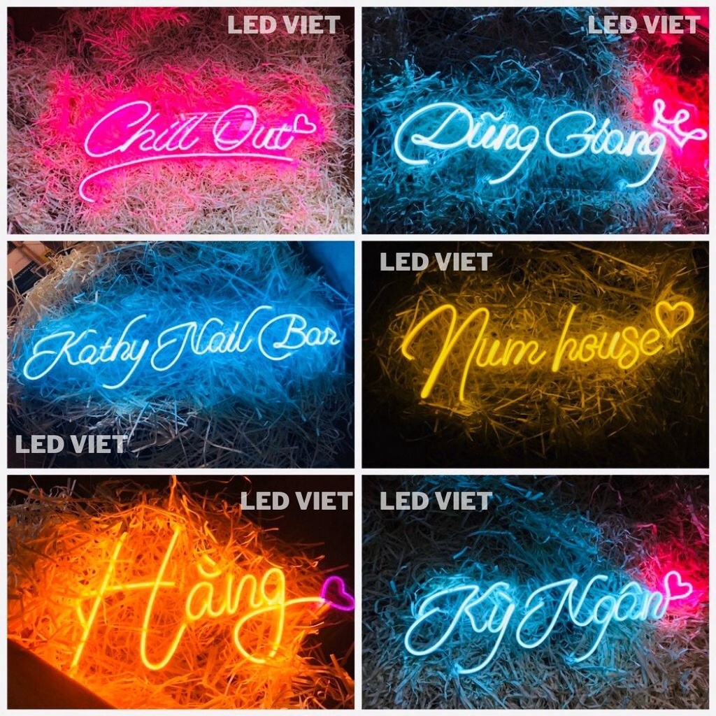 Đèn led neon sign 12v flex decor chữ theo tên trang trí thiết kế uốn chữ theo yêu cầu