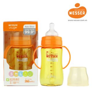 Bình sữa cổ rộng có ống hút Wesser 260ml