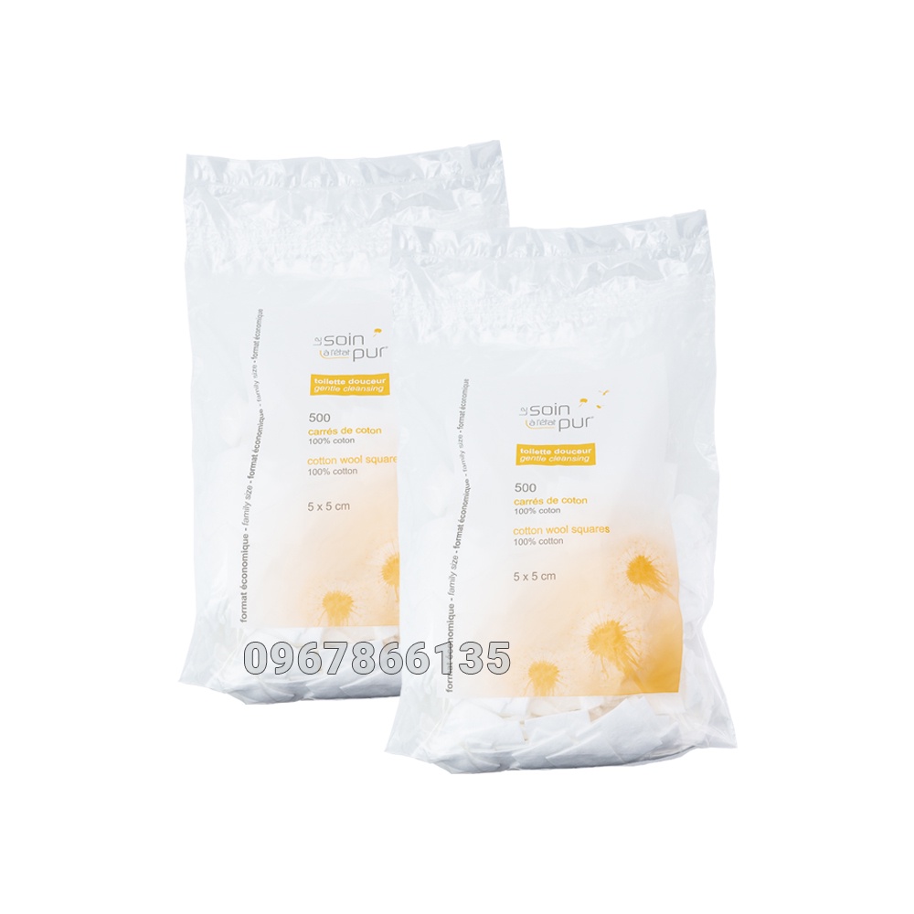 600 Miếng Bông Tẩy Trang Pháp TETRA Le Soin Laretat Pur 100% Cotton Tự Nhiên