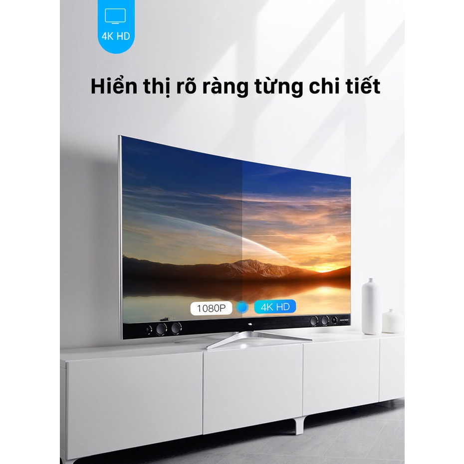 Dây HDMI Vention cáp HDMI to HDMI 1m 3m chuẩn 2.0 4K 60Hz tivi, pc, máy tính, laptop BH 12T
