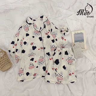 Đồ bộ lụa pijama tay cánh dơi mềm mịn mát.