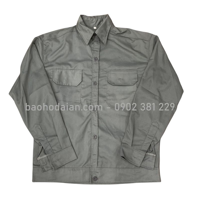 Áo công nhân màu xanh đen vải kaki 65/35 thấm hút mồ hôi