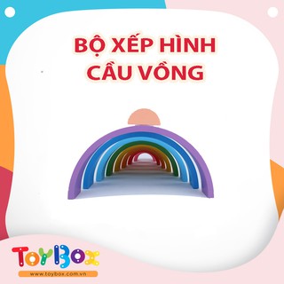 Đồ chơi trẻ em bộ xếp hình cầu vồng ToyBox bằng gỗ kèm học liệu hướng dẫn Made In Việt Nam