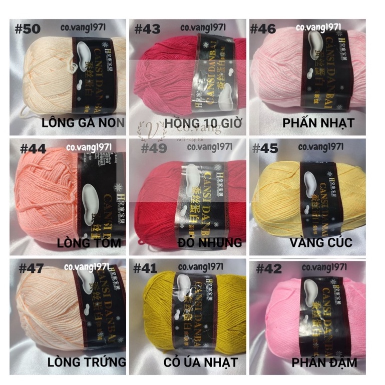 LEN CANSI DANBAI 35k/125g/cuộn (Bảng 41- 76 TONE NÓNG) [Ảnh shop tự chụp]